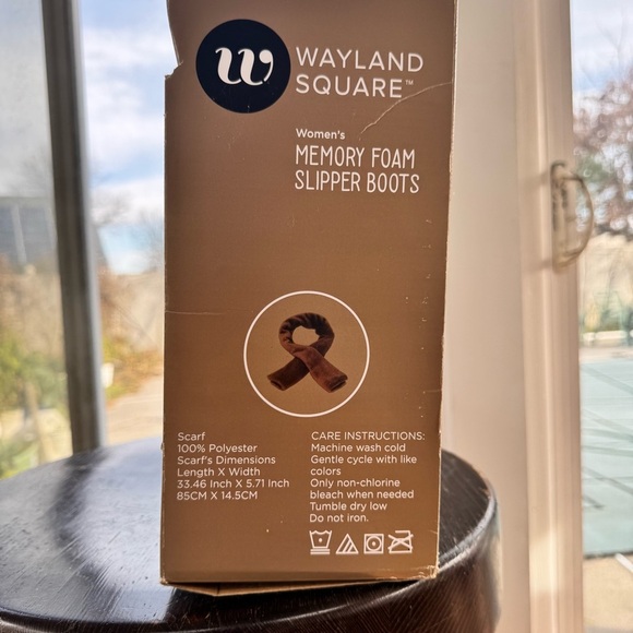 Wayland Square Women's Memory Foam Slipper Boots Size S 7/8 Brown W/Scarf Gift - Picture 9 of 14